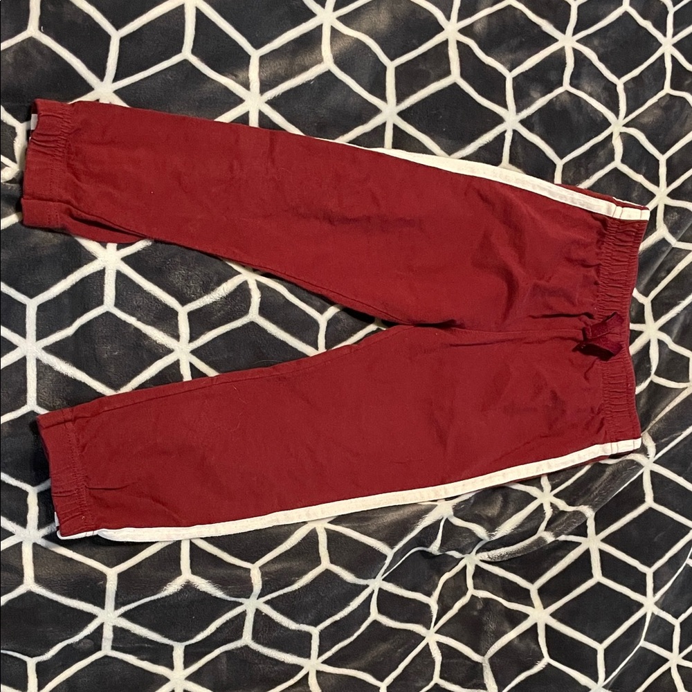 Kids Burgundy Joggers with White Trim